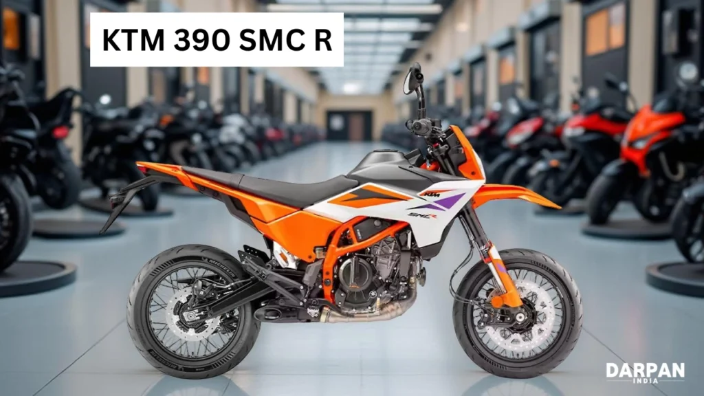 KTM 390 SMC R supermoto bike with featuring aggressive styling
