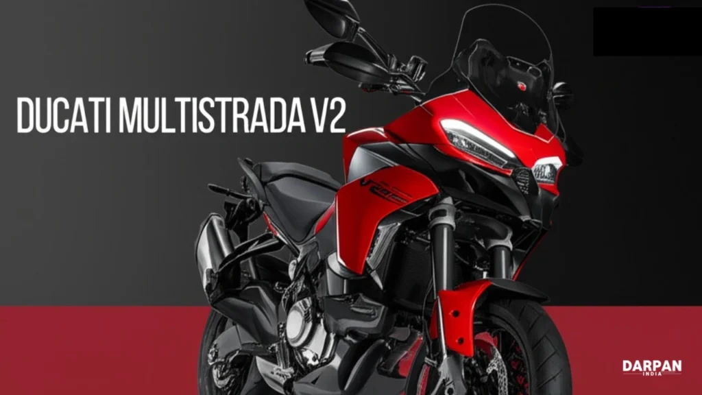 ducati multistrada v2 front view with in red color