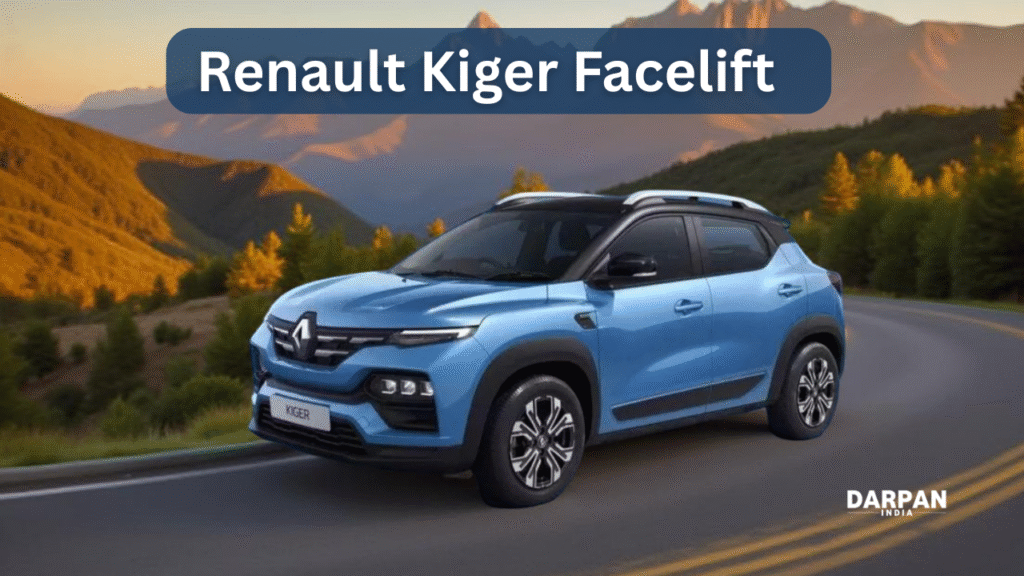 front view of renault kiger facelift with updated bumper design
