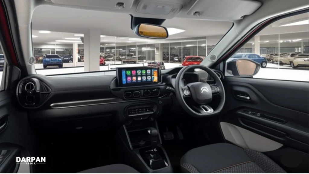 interior of citroen c3x showing dashboard, touchscreen infotainment system
