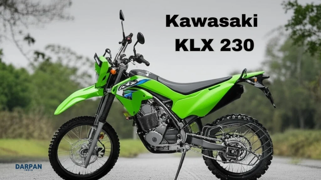 kawasaki klx 230 side view in lime green colour