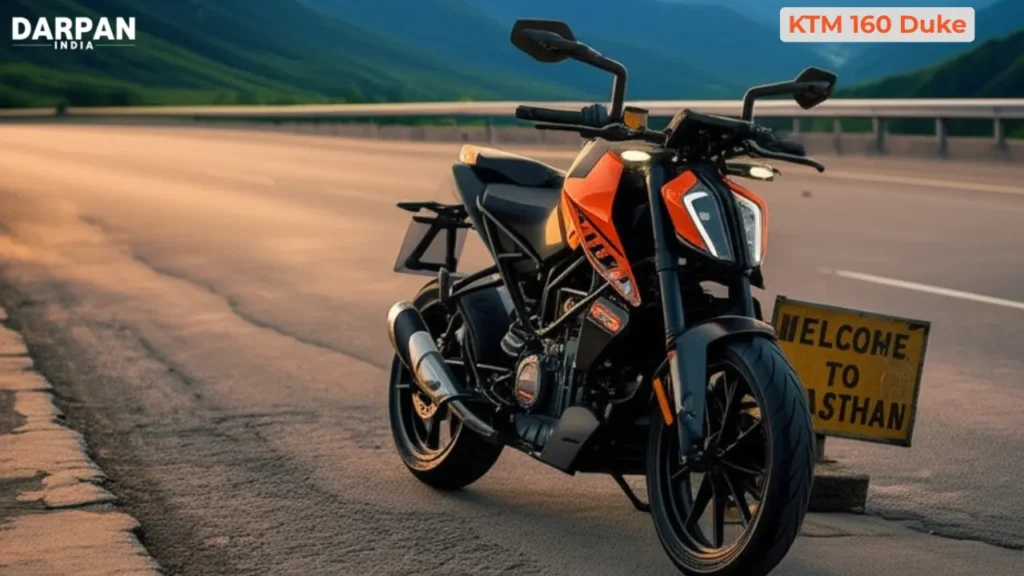 ktm 160 duke motorcycle parked on a scenic highway