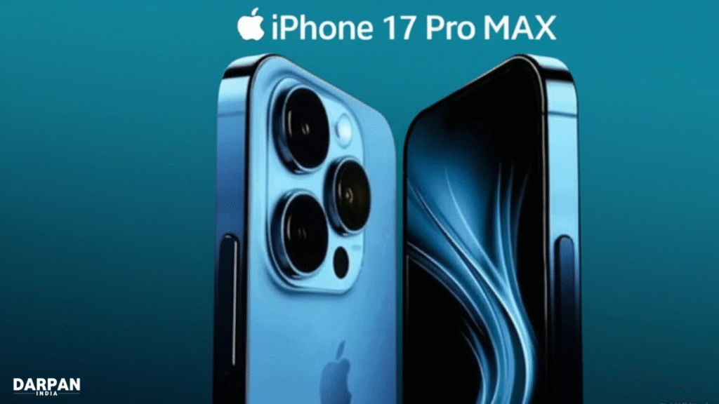 Leaked promotional image of Apple iPhone 17 Pro Max in blue.