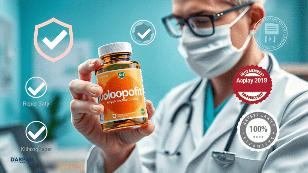 professional doctor or nutritionist holding a kiolopobgofit-labeled supplement container