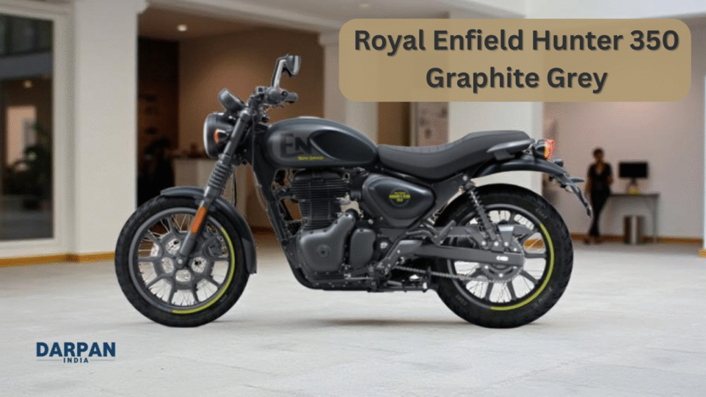 royal enfield hunter 350 graphite grey side view