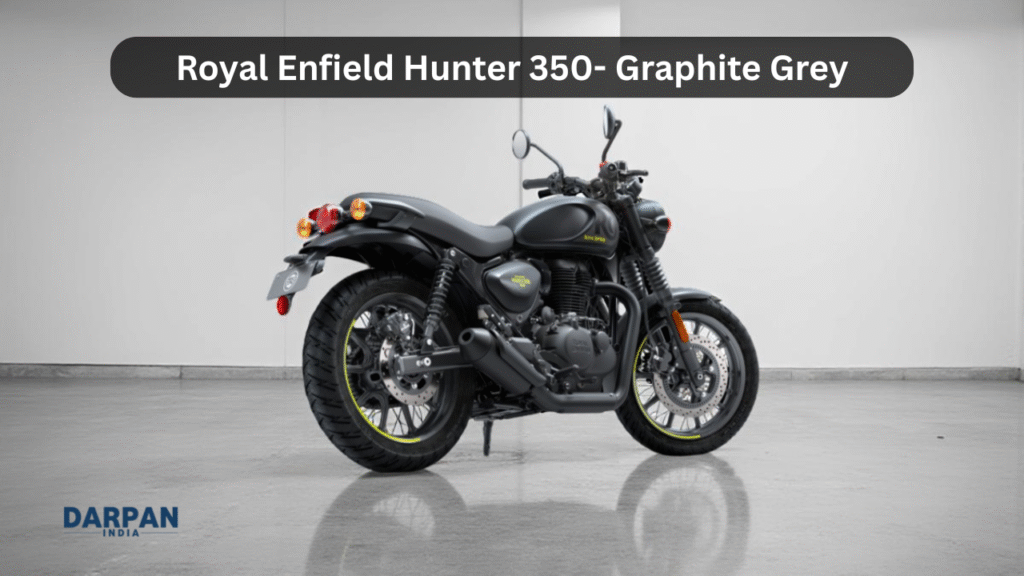 royal enfield hunter 350 graphite grey with neon yellow accents