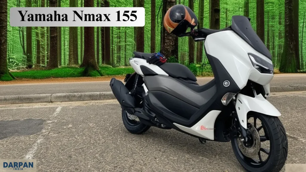 yamaha nmax 155 white maxi-scooter parked on road